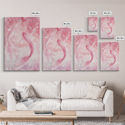 Canvas Print Koi Fish Painting Pink Abstract Art Zen Wall Art Minimalist Artwork Living Room Decor Gift Idea Bedroom Wall Art