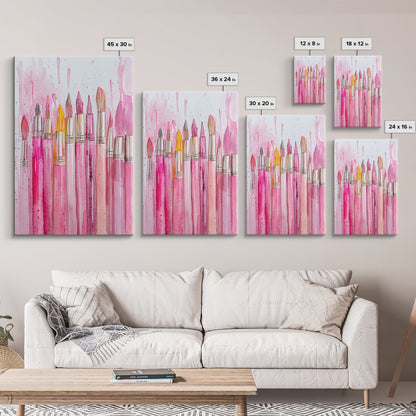 Painterly Brushes Canvas Print Pink Abstract Art Whimsical Art Rustic Decor Minimalist Dorm Wall Art Gift Idea Art Nouveau