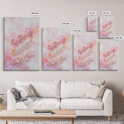 Elegant Floral Hair Accessories Canvas Print, Whimsical Art, Feminine Wall Art, Pink Abstract Art, Light Pink Wall Art, Bedroom Decor