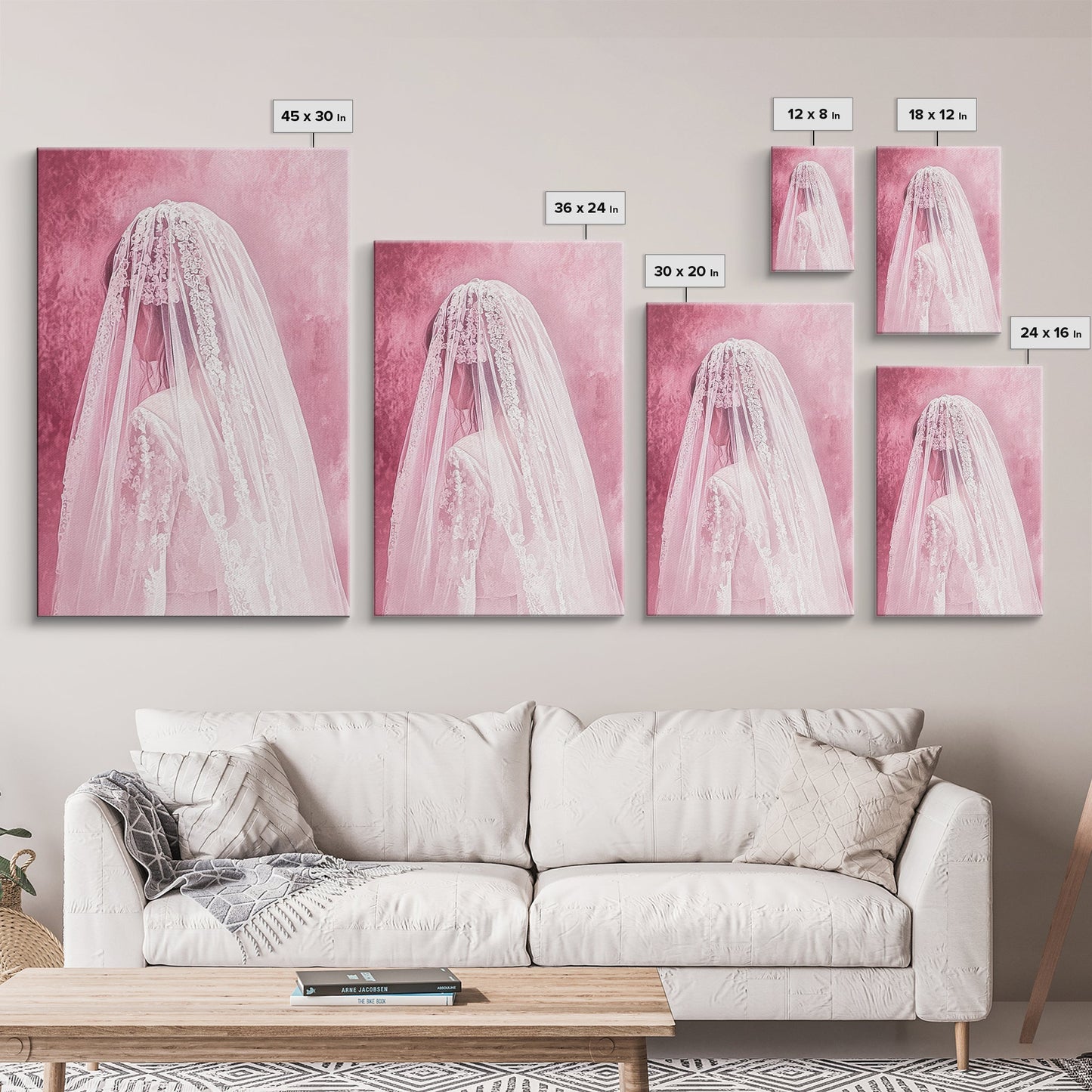 Bride Silhouette Canvas Print Angel Art Prints Pink Wall Art Bedroom Decor Romantic Artwork Wedding Gift Light Pink Art