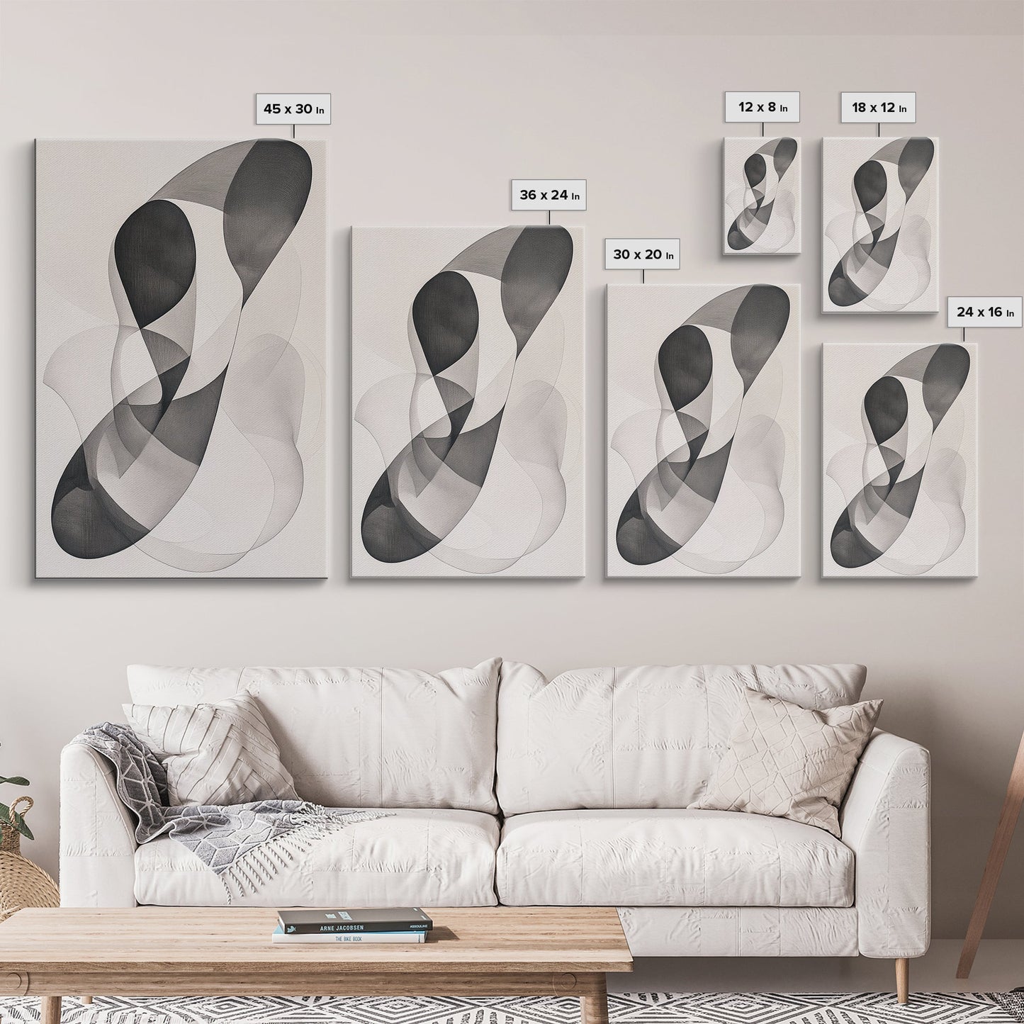 Dynamic Monochrome Abstract Canvas Print Minimalist Line Art Modern Wall Decor Gift Idea Living Room Stylish Contemporary Artwork