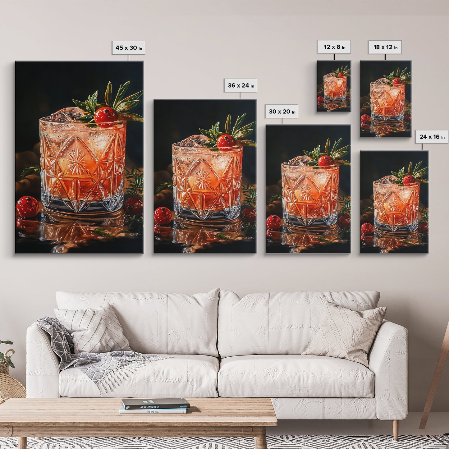 Cranberry Cocktail Canvas Print | Food Review Kitchen Art | Espresso Martini Wall Art | Rustic Kitchen Bar Decor Gift Idea Artwork