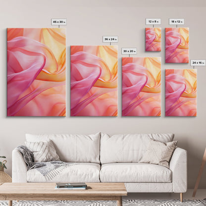 Sheer Pink and Orange Canvas Print with Light Pink Wall Art Aesthetic and Minimalist Zen Decor for Bedroom or Guest Room