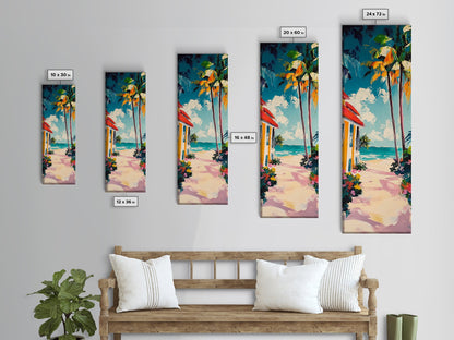 Beach Path, palm tree painting, coastal painting, nautical decor, tropical beach house art, above bed wall art, Canvas Print