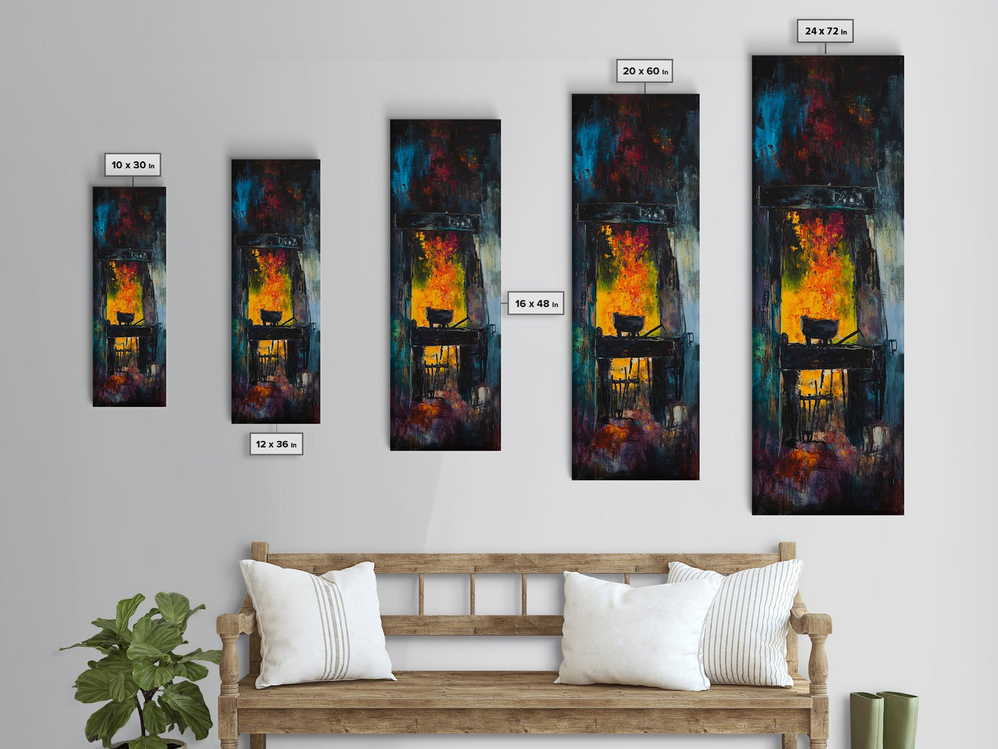 Witch cauldron, dark romance painting, moody art, gothic decor, black magic wall art, Halloween art, framed canvas print