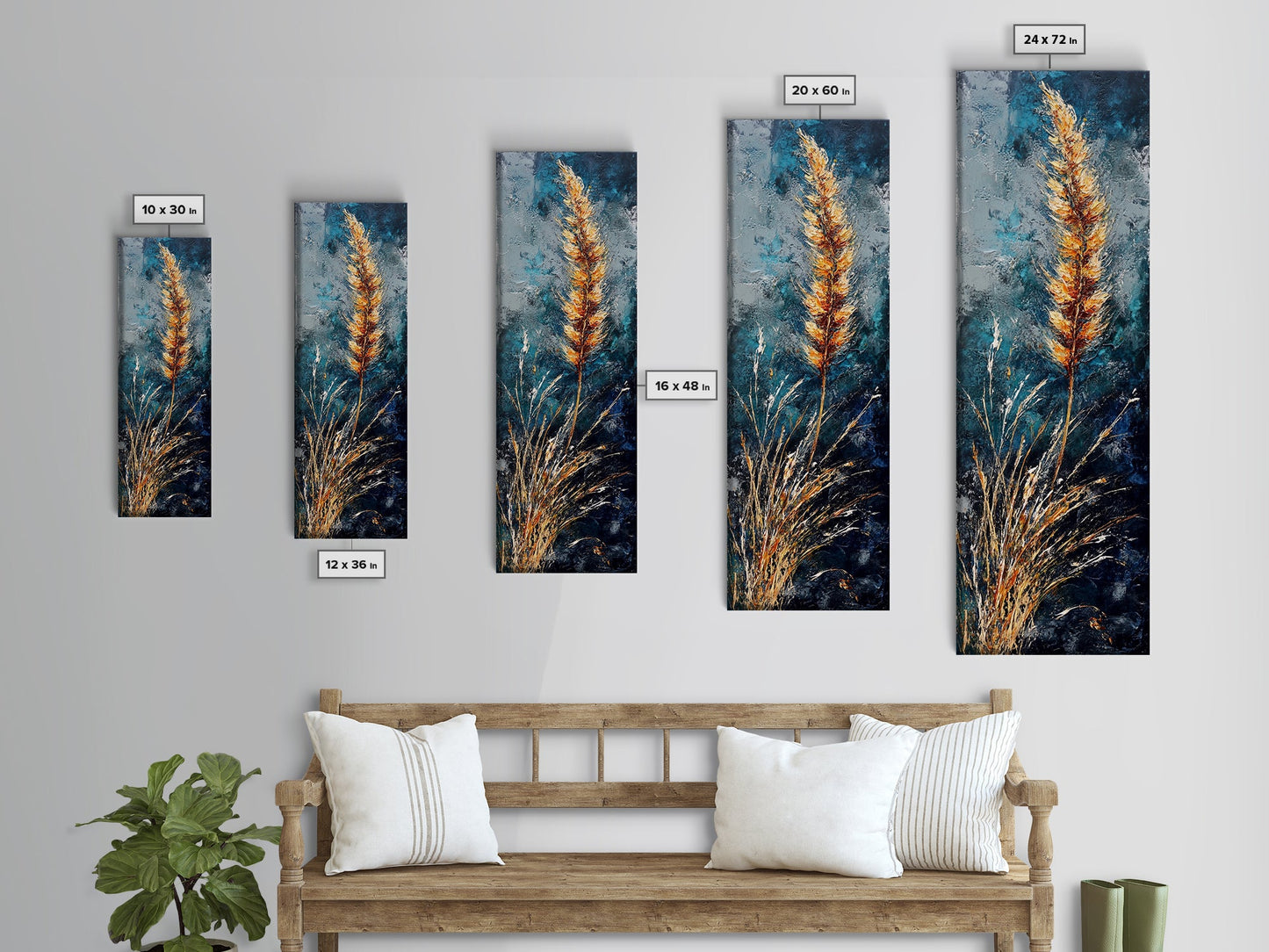 Wheat Field, rustic wall art, farmhouse art, botanical prints, framed canvas print, moody art, autumn painting, above couch art