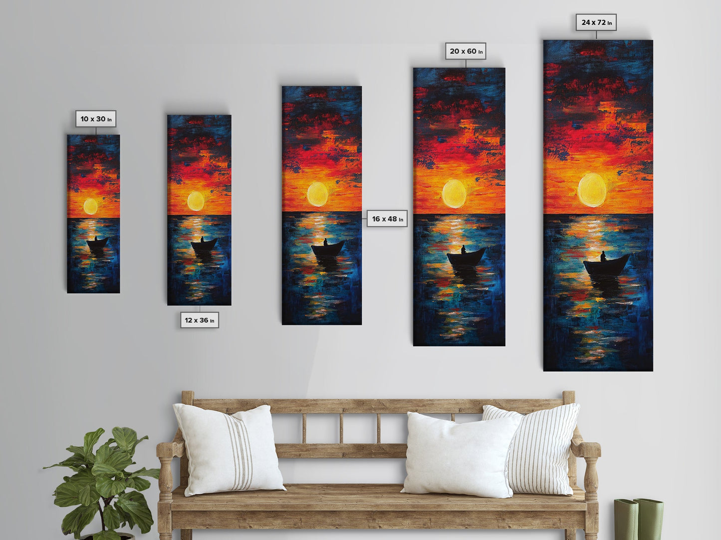 Fisherman Silhouette, Ocean Sunset, Moody Art, Canvas Print, Nautical Wall Art, Boho Art, Rustic Decor, Above Couch Art