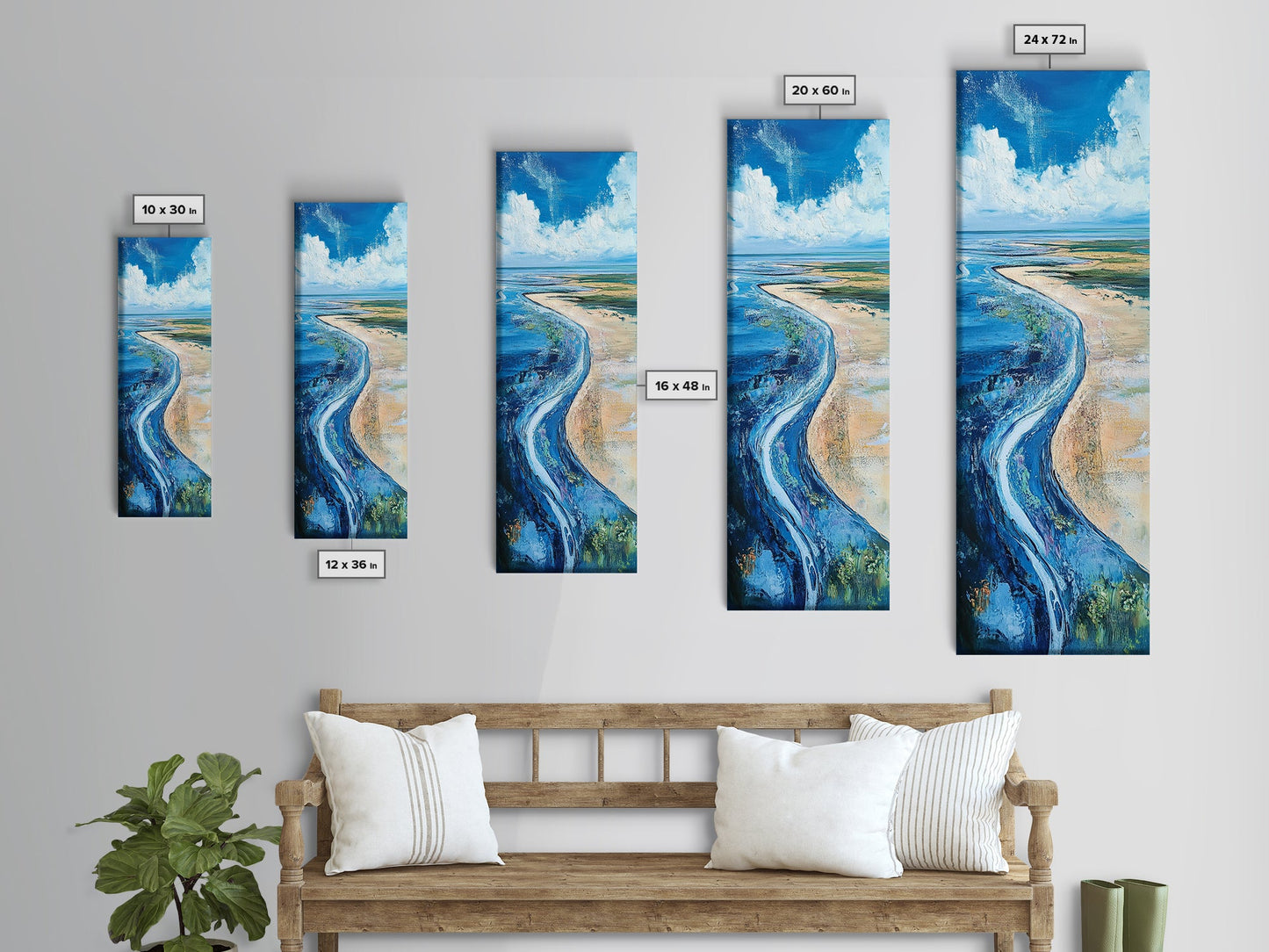 Coastal Shore, coastal landscape art, framed canvas print, Ireland painting, beach art, nautical decor, panoramic painting