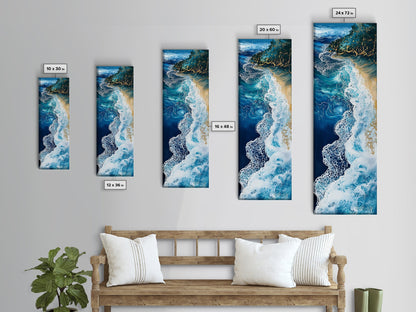 Abstract Ocean Painting, Nautical Wall Art, Coastal Wall Art, Seascape Painting, Blue and Green Wall Art, Canvas Print, Gift Idea