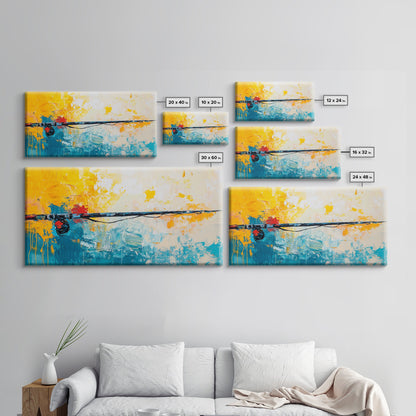 Fishing Rod, fly fishing art, nautical painting, coastal cowgirl wall art, rustic decor, blue and gold wall art, Framed Canvas Print