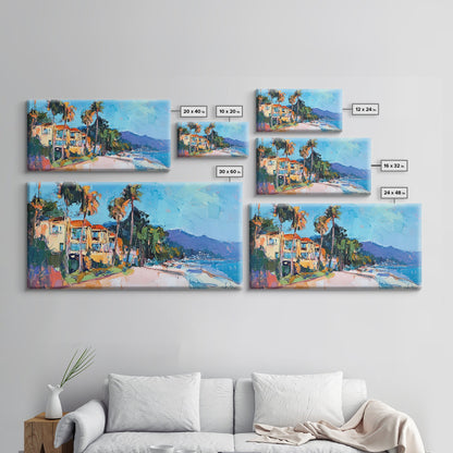 Beach House, Coastal Landscape Art, Framed Canvas Print, Hawaii Art, Coastal Wall Art, Surf Wall Art, Nautical Decor