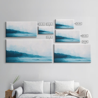 Coastal landscape art, panoramic art, framed canvas print, extra wide art, minimalist art, nautical wall art, seascape painting