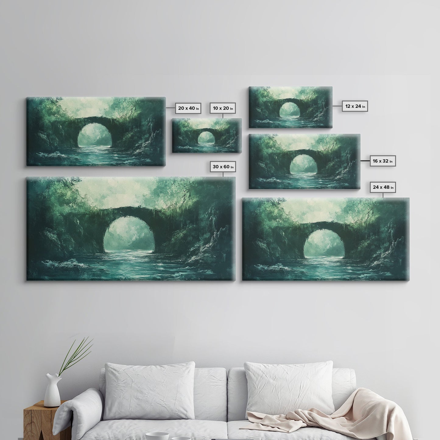 Dunkler Wald, Fantasy-Kunst, Stimmungsvolle Kunst, Wabi-Sabi-Kunst, Extra breite Kunst, Landschaftsmalerei, Gerahmter Leinwanddruck, Wandbild für über dem Bett