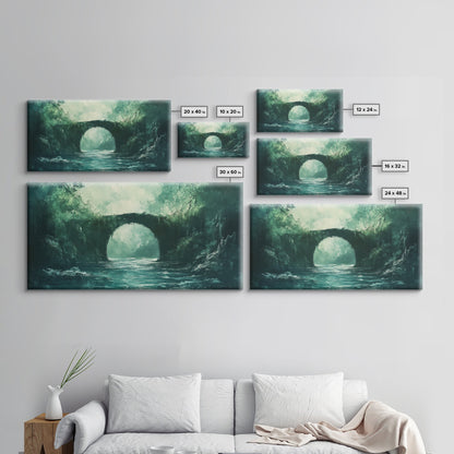 Dunkler Wald, Fantasy-Kunst, Stimmungsvolle Kunst, Wabi-Sabi-Kunst, Extra breite Kunst, Landschaftsmalerei, Gerahmter Leinwanddruck, Wandbild für über dem Bett