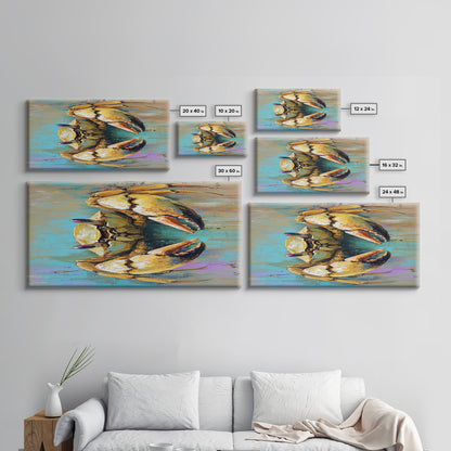 Krabbenbild, Küstendeko, Maritime Wandkunst, Rustikale Kunst, Gerahmter Leinwanddruck, Meereskunst, Strandhauskunst, Kunst mit Meeresmotiven