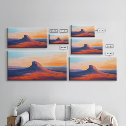 Southwest Landscape, Mountain Painting, Rustic Decor, Framed Canvas Print, Desert Sunset Art, Joshua Tree Art, Earthy Tones Art