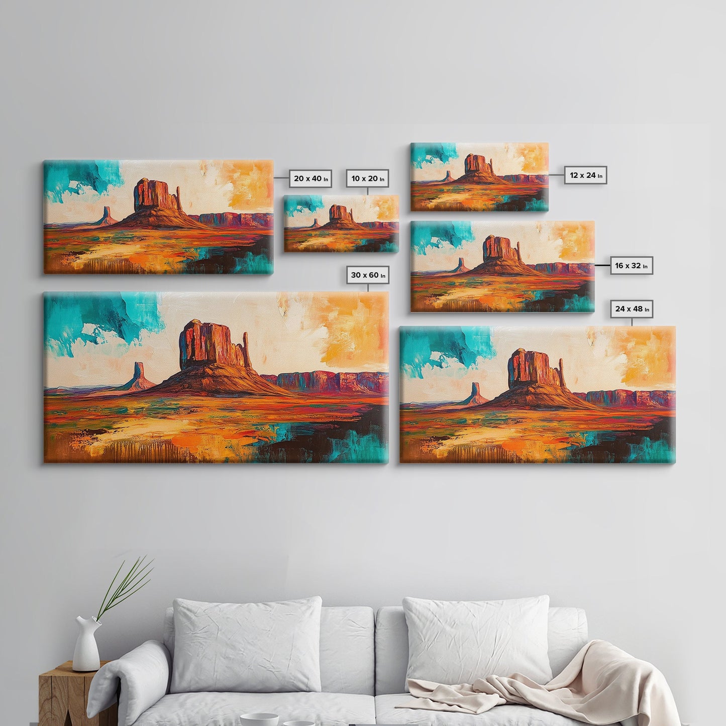 Südwestliche Landschaft, Joshua-Baum-Kunst, Wüstenmalerei, Wandkunst aus dem Südwesten, gerahmter Leinwanddruck, Berglandschaft, rustikale Wandkunst