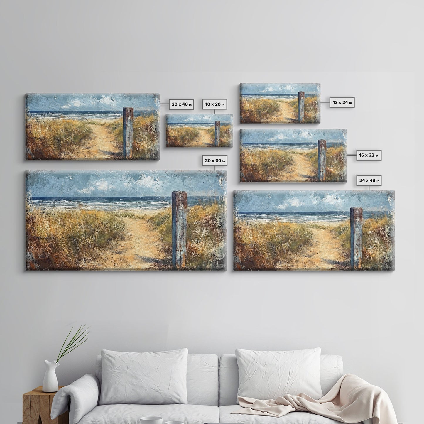 Küstenweg, Küstenlandschaftskunst, nautische Dekoration, Seestückmalerei, Küstenmalerei, Strandhausdekoration, Leinwanddruck