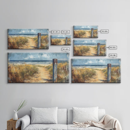 Küstenweg, Küstenlandschaftskunst, nautische Dekoration, Seestückmalerei, Küstenmalerei, Strandhausdekoration, Leinwanddruck