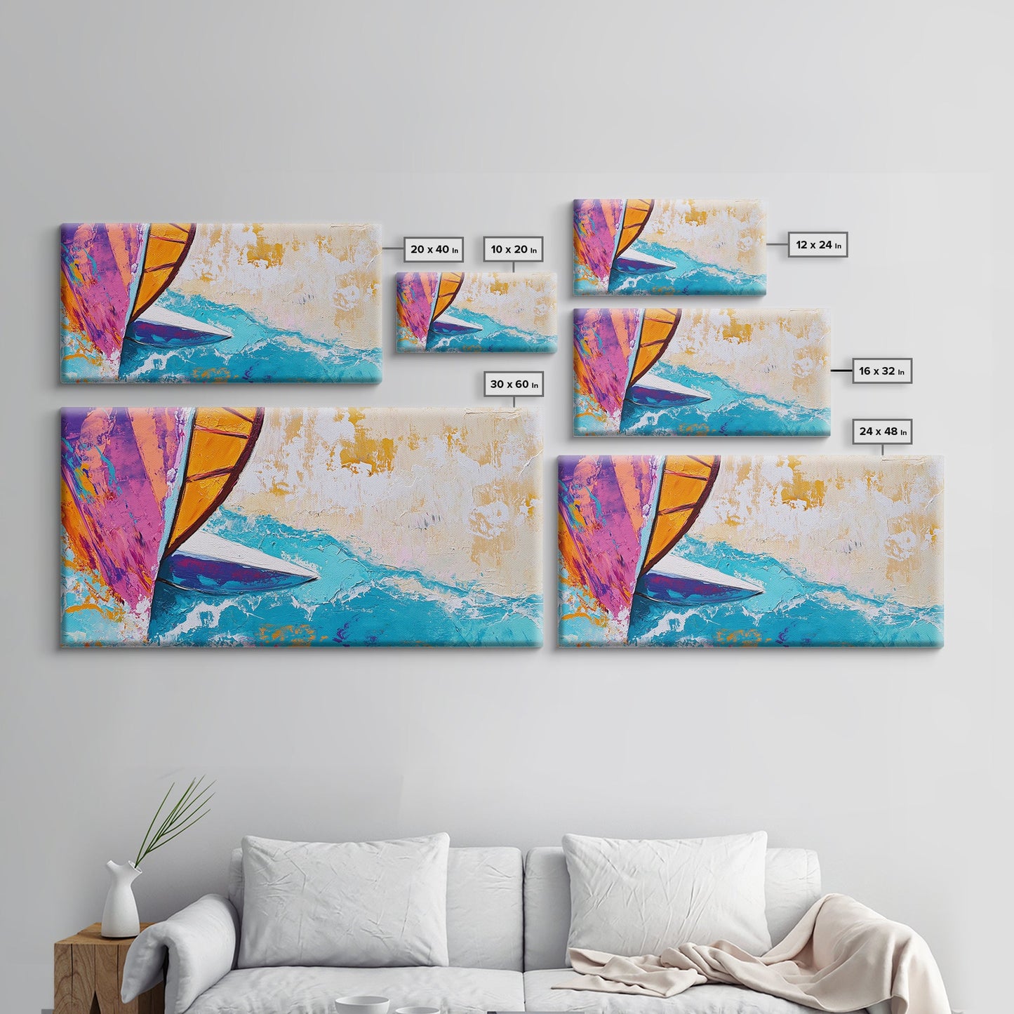 Sailboat Painting, Coastal Art, Nautical Decor, Canvas Print, Surf Wall Art, Ocean Art, Coastal Cowgirl Wall Art, Seascape Painting