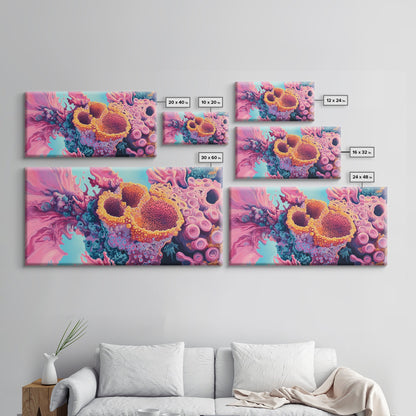 Abstract Coral, pink abstract art, ocean painting, marine life art, contemporary art, blue and green wall art, Canvas Print