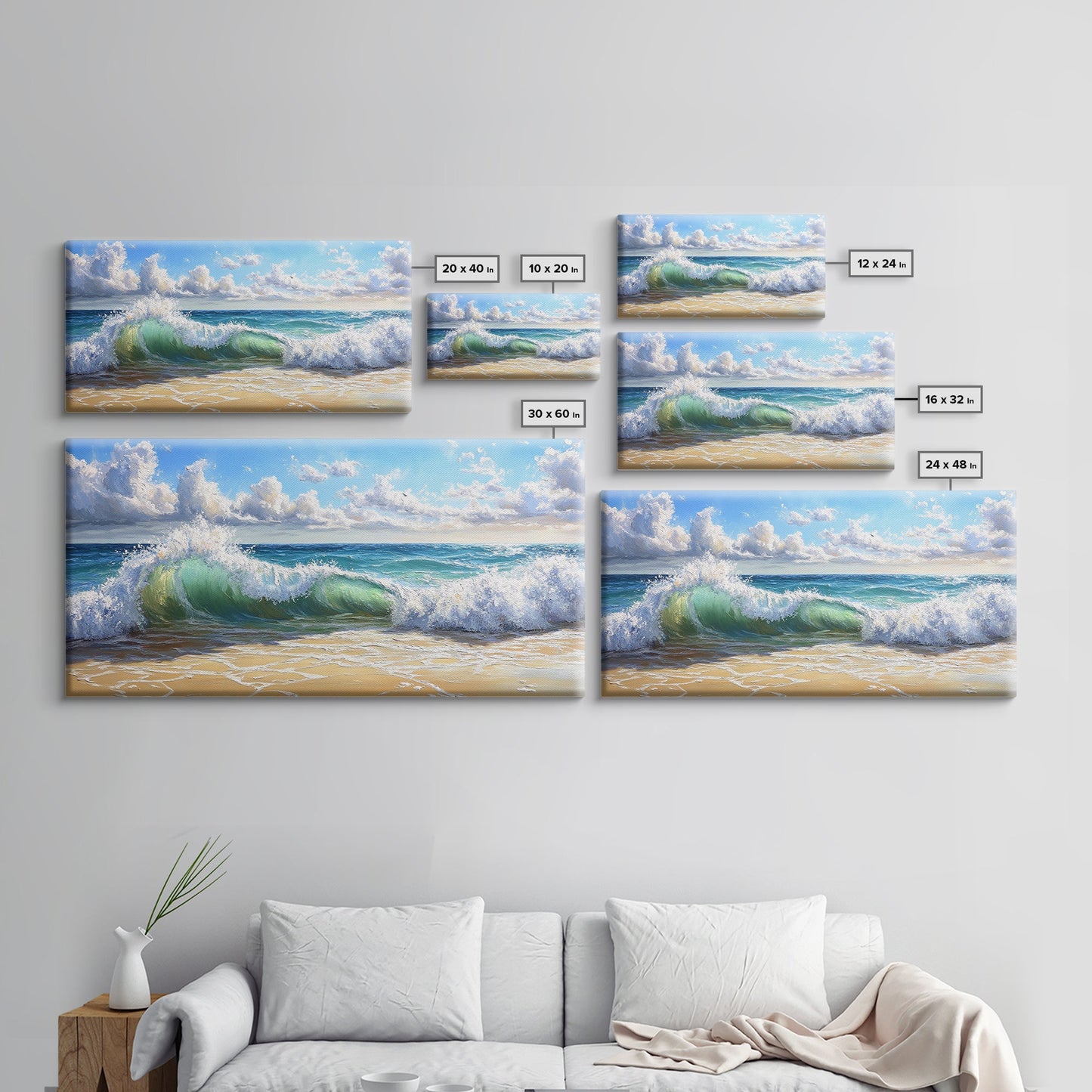 Beach Wave Painting, Coastal Landscape Art, Ocean Wall Art, Surf Wall Art, Nautical Decor, Seascape Art, Horizontal Wall Art, Canvas Print