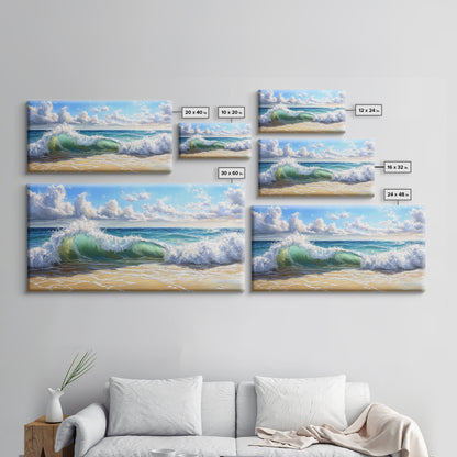 Beach Wave Painting, Coastal Landscape Art, Ocean Wall Art, Surf Wall Art, Nautical Decor, Seascape Art, Horizontal Wall Art, Canvas Print