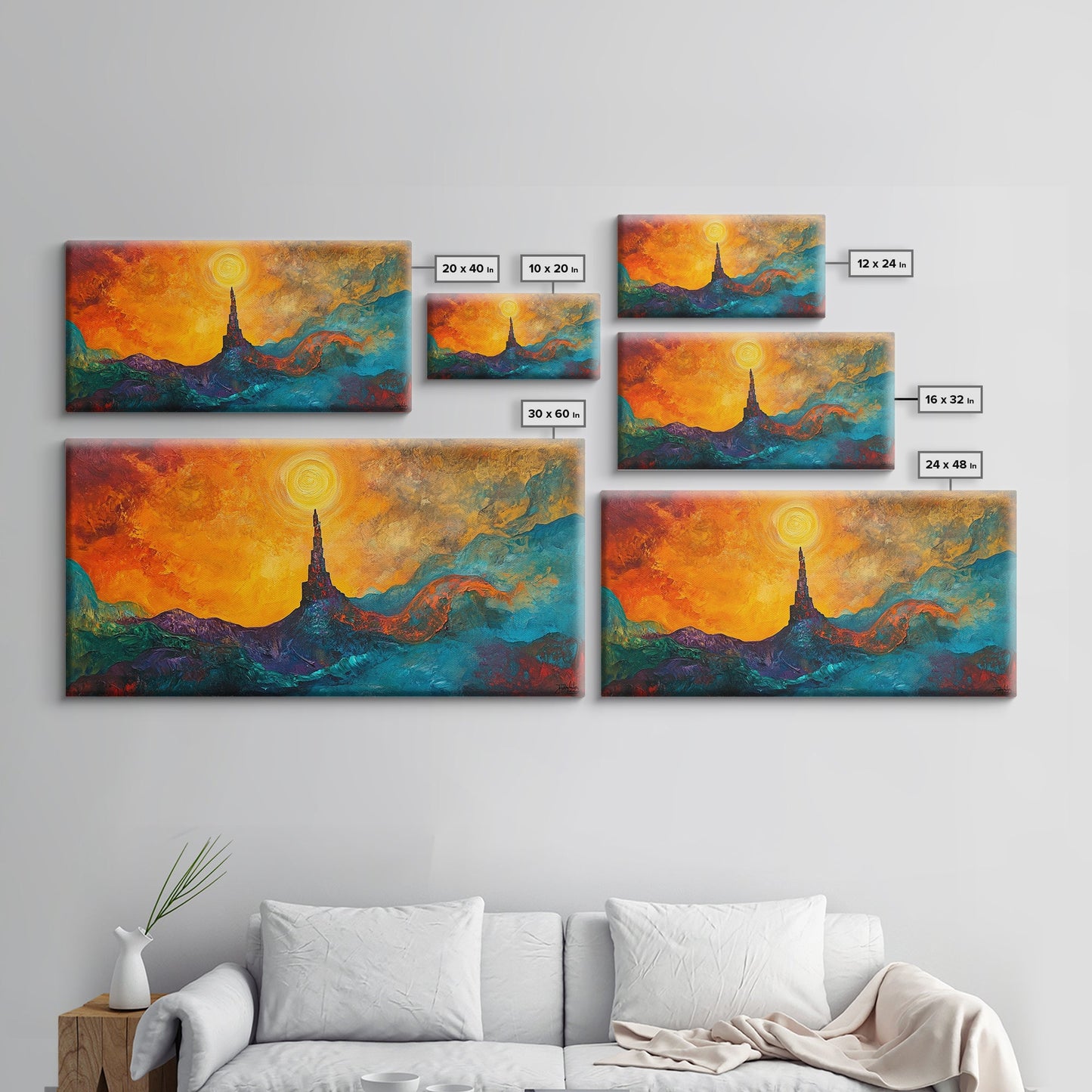 Ozymandias Art, Fantasy Landscape Art, Surreal Painting, Dark Romance Painting, Sunset Wall Art, Horizontal Art, Framed Canvas Print