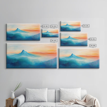 Mountain Landscape Art, Smoky Mountain Art, Blue and Green Wall Art, Nature Wall Art, Rustic Decor, Minimalist Art, Framed Canvas Print