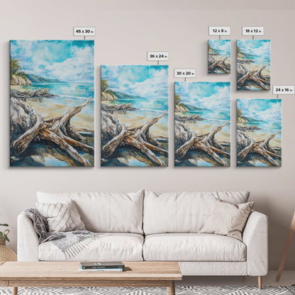 Beach, coastal painting, ocean painting, landscape painting, framed canvas print, lake Tahoe art, nautical wall art, beach house decor