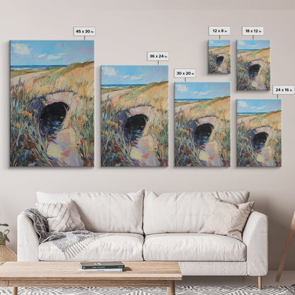 Coastal Landscape, Ireland painting, countryside decor, farmhouse art, blue and green wall art, framed canvas print, landscape painting