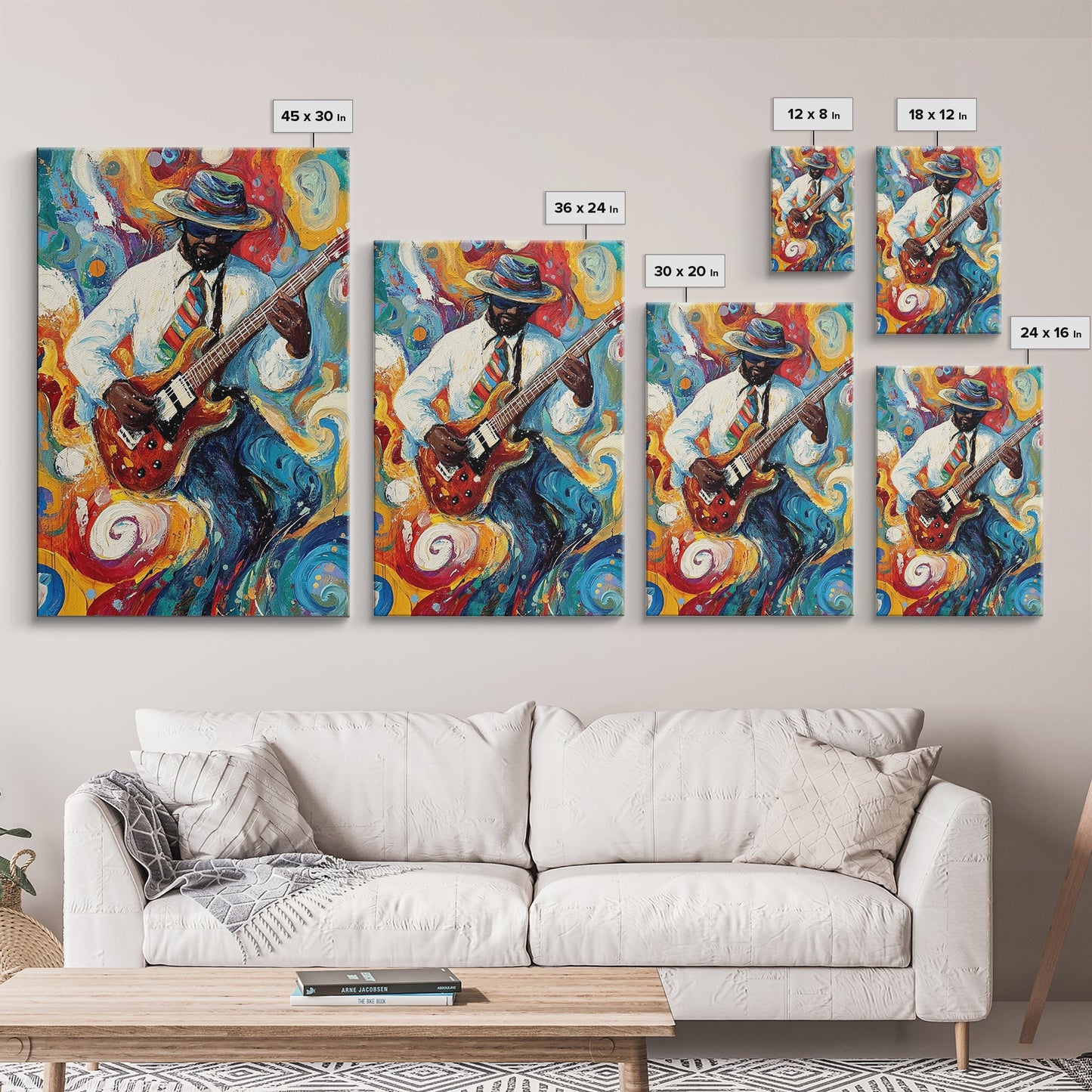 Abstract Jazz Musician Framed Canvas Print, Colorful Jazz Art, Music Wall Art, Living Room Art, Vibrant Musician Painting, Eclectic Art