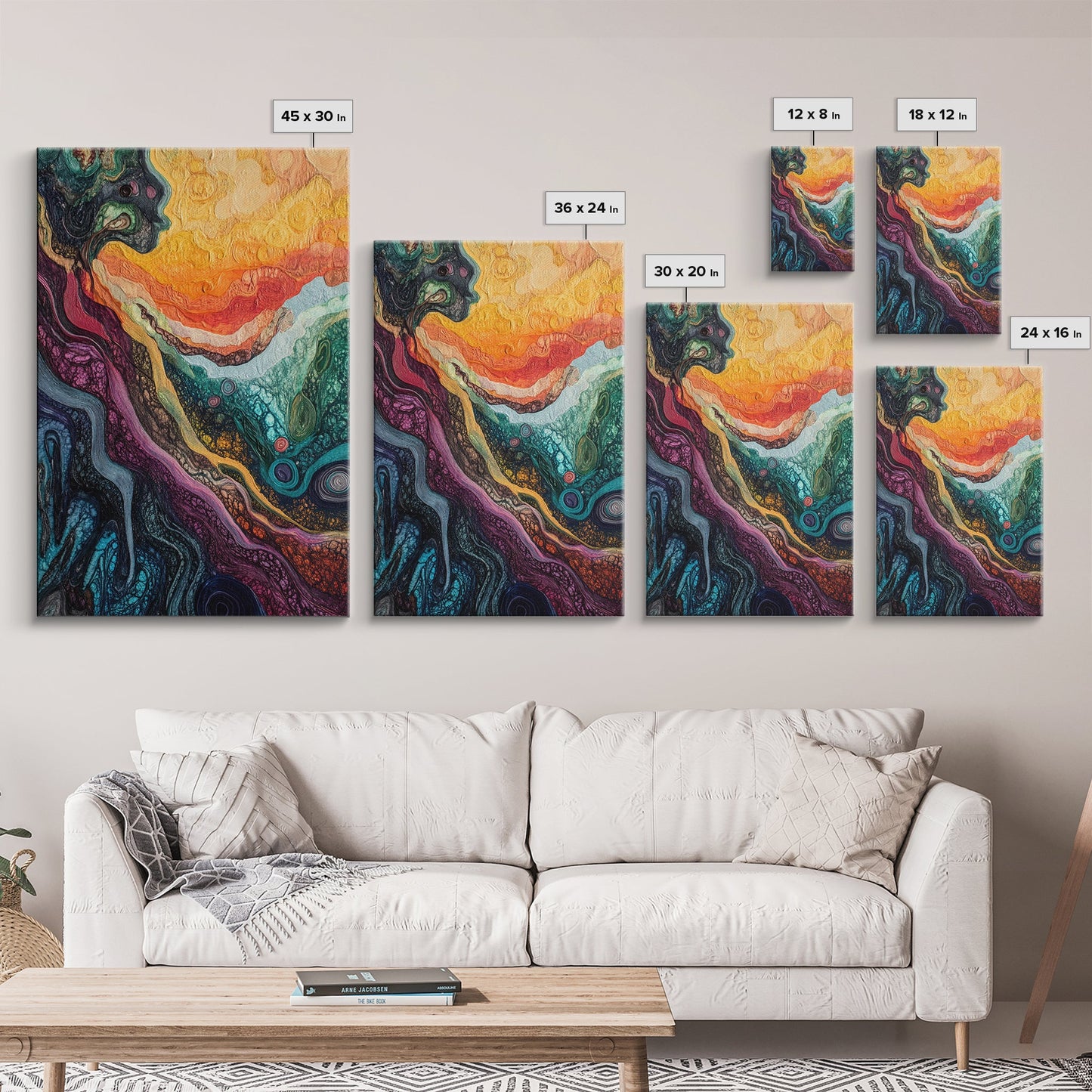 Psychedelic Abstract Texture Framed Canvas Print, Surreal Art, Vibrant Wall Art, Modern Abstract Painting, Unique Artwork, Office Decor