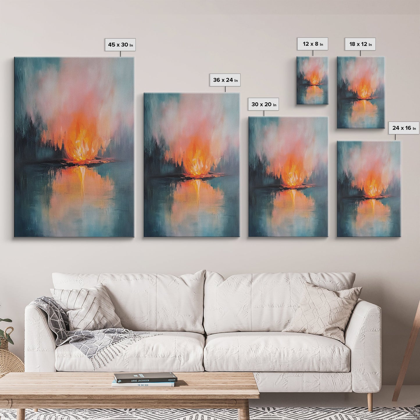 Reflective Fire, Moody Art, Dark Romance Painting, Fire Reflection Painting, Rustic Wall Art, Above Bed Art, Canvas Print
