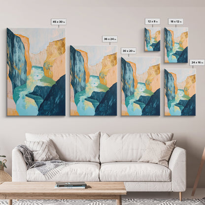 Canyon River, Southwest Wall Art, Mountain Painting, Rustic Art, Landscape Painting, Extra Wide Art, Boho Art, Framed Canvas Print