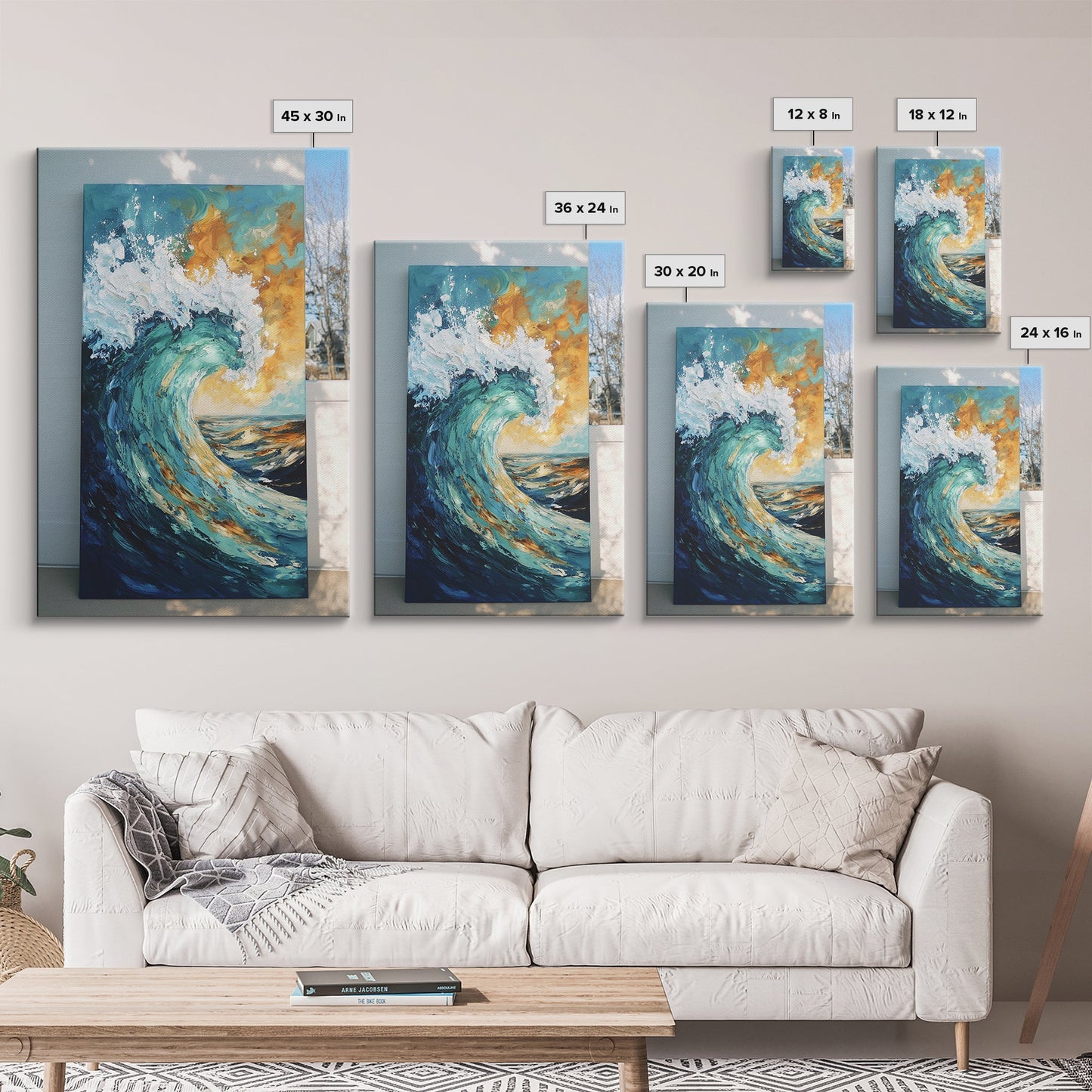 wave painting, coastal decor, framed canvas print, ocean painting, surf wall art, nautical wall art, seascape painting, gift idea