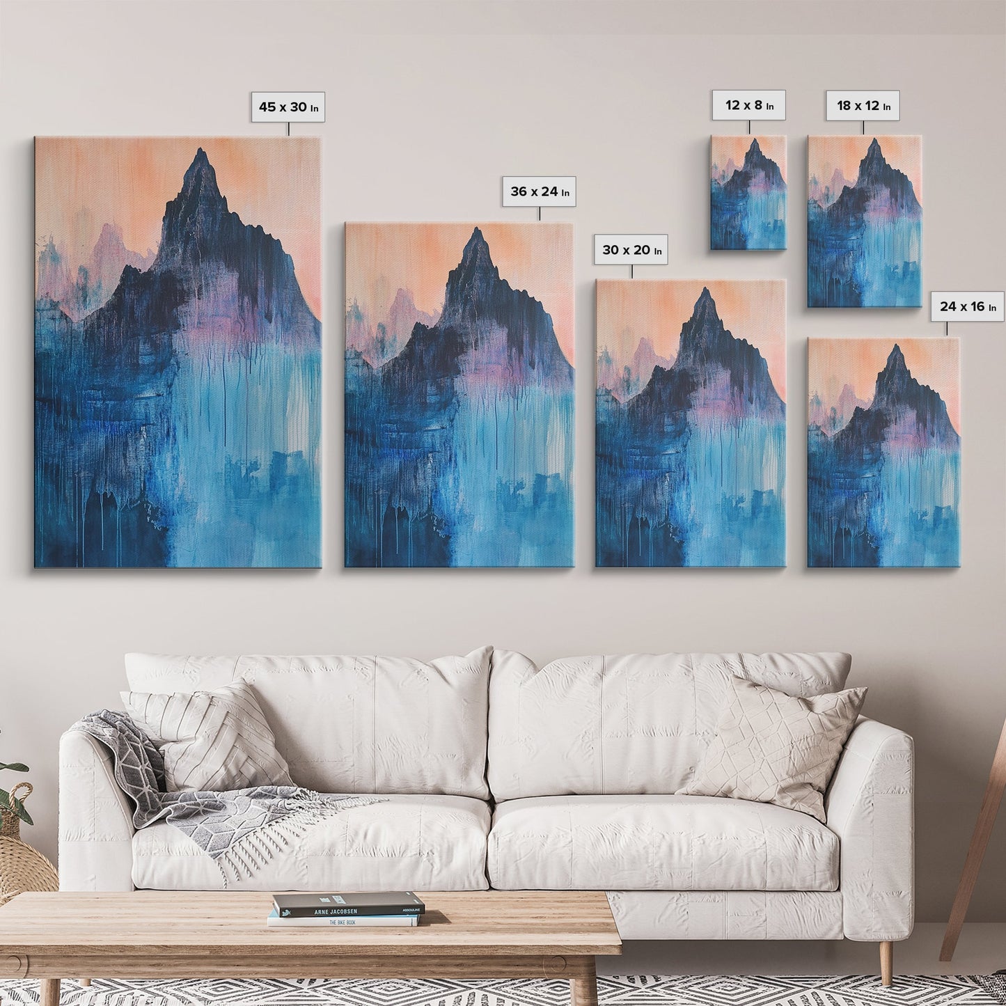 Mystic Peak, Smoky Mountain Art, Landscape Painting, Moody Art, Mountain Painting, Canvas Print, Rustic Decor, Bedroom Art