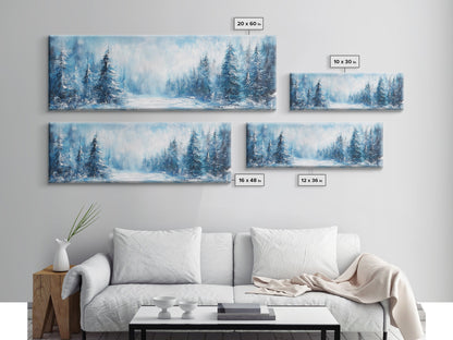 Winter Wonderland Framed Canvas Print, Snowy Forest Wall Art, Christmas Home Decor, Scandinavian Winter Art, Cozy Cabin Wall Art