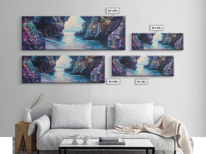 Enchanted Ocean Cave Canvas Print Mystical Coastal Wall Art Vibrant Seascape Home Decor Living Room Nature Lover Gift