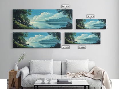 Tranquil Lake Landscape Painting Nature Serenity Wall Art Forest Reflection Artwork Minimalist Modern Home Decor