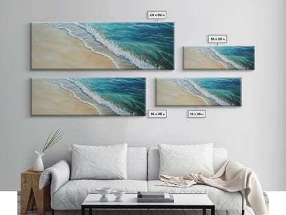 Gentle Ocean Wave Shoreline Canvas Print, Coastal Wall Art, Beach Serenity Painting, Calming Seaside Decor, Zen Living Room Artwork