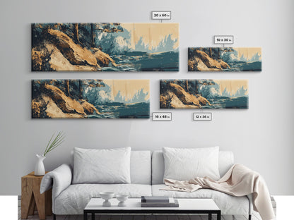 Coastal Landscape, Abstract Seascape, Textured Painting, Framed Canvas Print, Ocean Wall Art, Beach Decor, Living Room Art