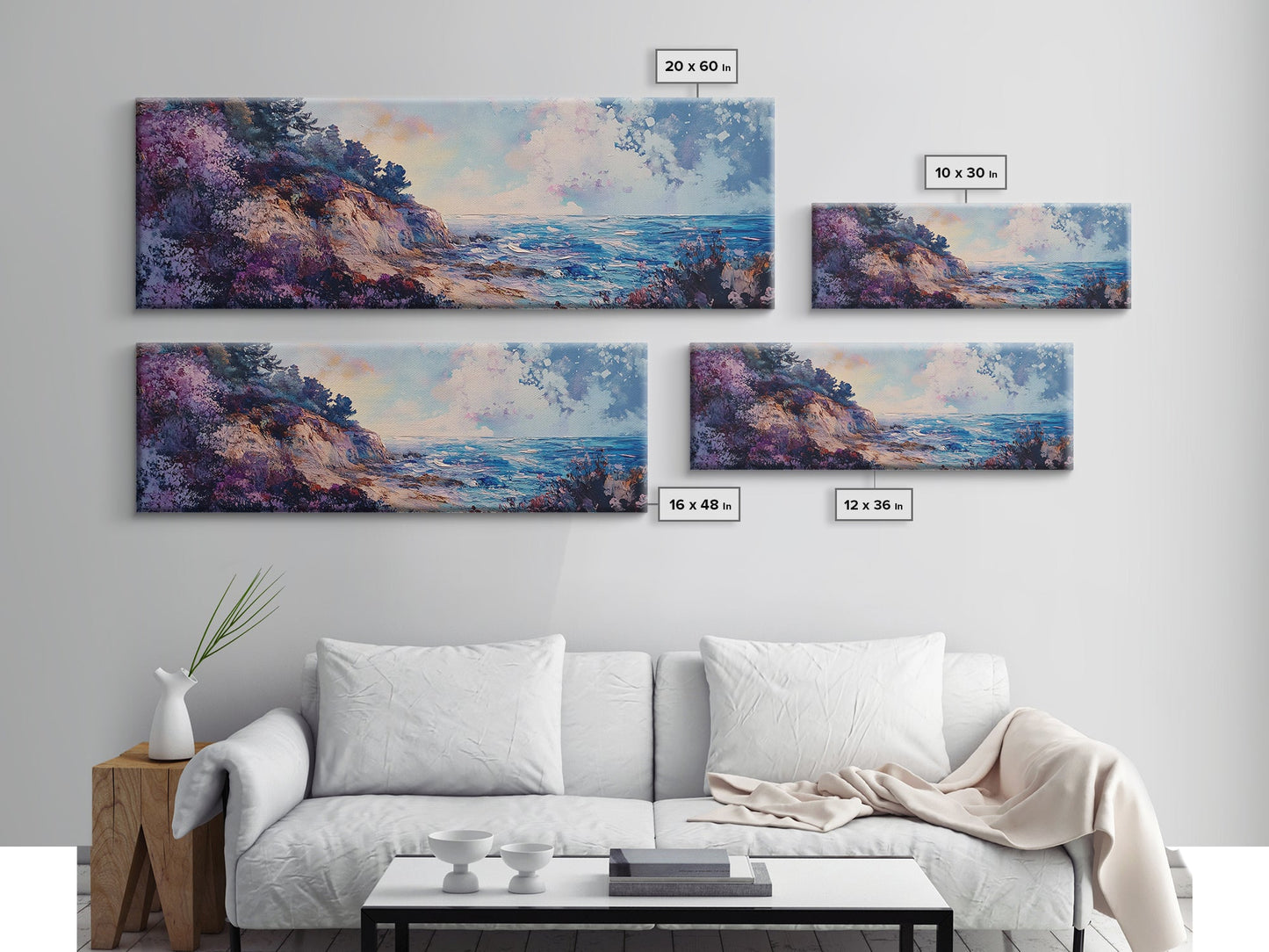 Rocky Shoreline Framed Canvas Print Vibrant Coastal Wall Art, Textured Ocean Scene, Sunset Beach Painting, Modern Boho Decor