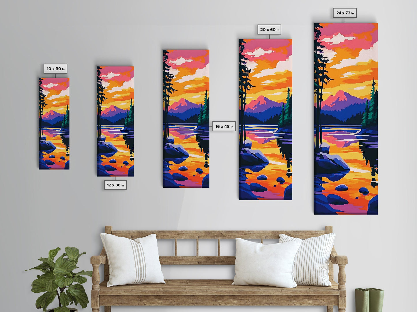 Vibrant Horizon, Fiery Sunset, Framed Canvas Print, Bold Sky Art, Modern Wall Decor, Living Room Accent, Nature Inspired Gift
