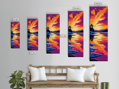 Fire Sky, Fiery Sunset, Vibrant Landscape, Dramatic Wall Art, Canvas Print, Living Room Decor, Abstract Nature, Bold Colors