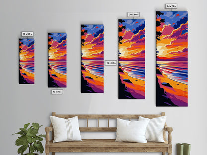 Coastal Sunset, Beach Art, Ocean View, Framed Canvas Print, Vibrant Seascape, Warm Summer Aesthetic, Living Room Art, Minimalist