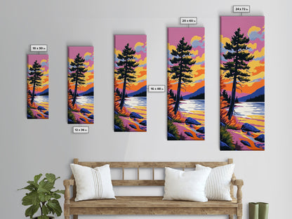 Solitary Pine Tree, Wilderness Art, Scenic Lake View, Outdoor Adventure Canvas Print, Sunset Landscape, Mountain Inspired
