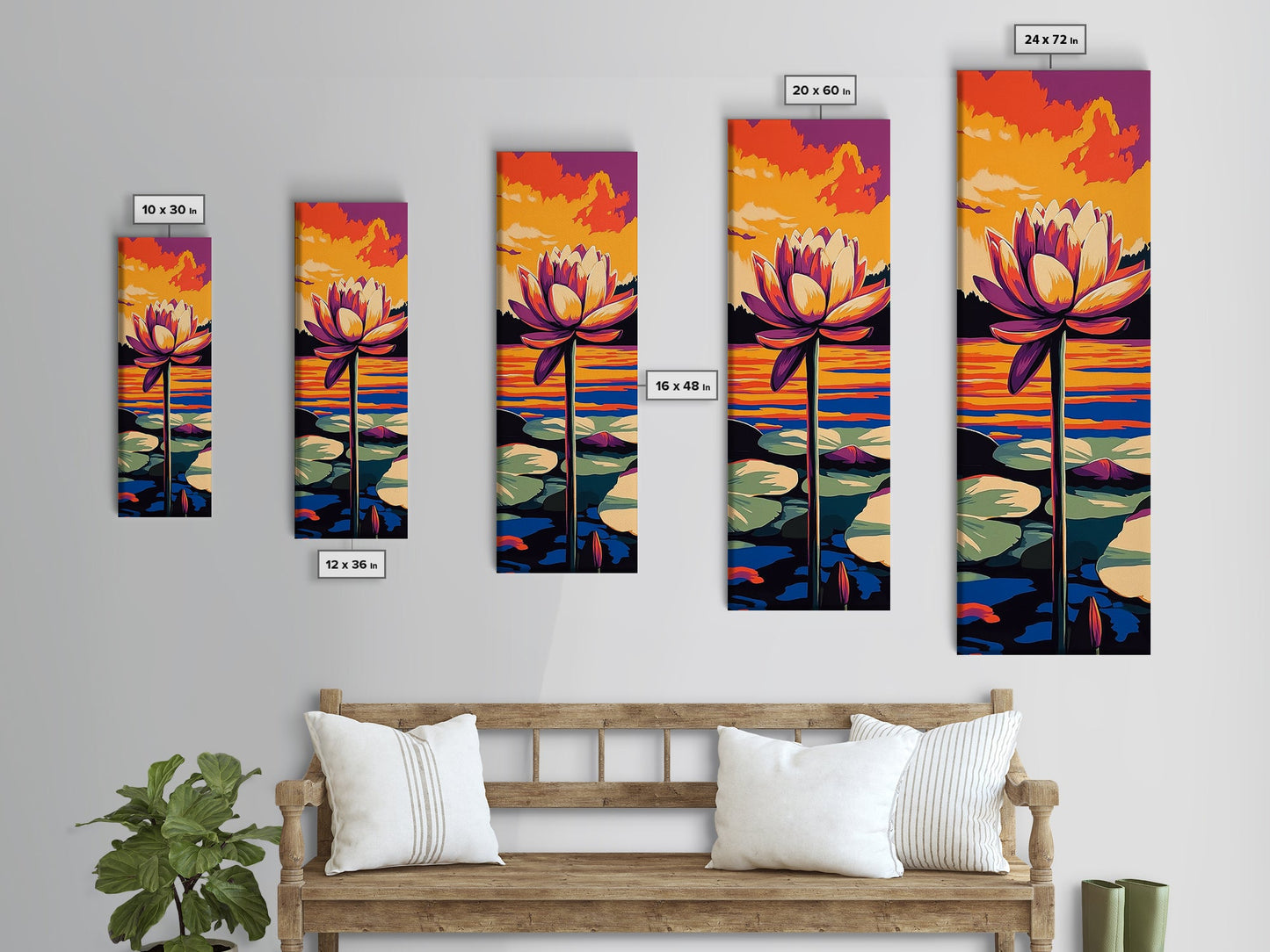 Water Lily, Serene Lake, Nature Art, Framed Canvas Print, Zen Home Decor, Peaceful Wall Art, Meditation Room Print, Botanical Painting