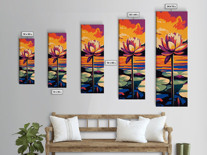 Water Lily, Serene Lake, Nature Art, Framed Canvas Print, Zen Home Decor, Peaceful Wall Art, Meditation Room Print, Botanical Painting