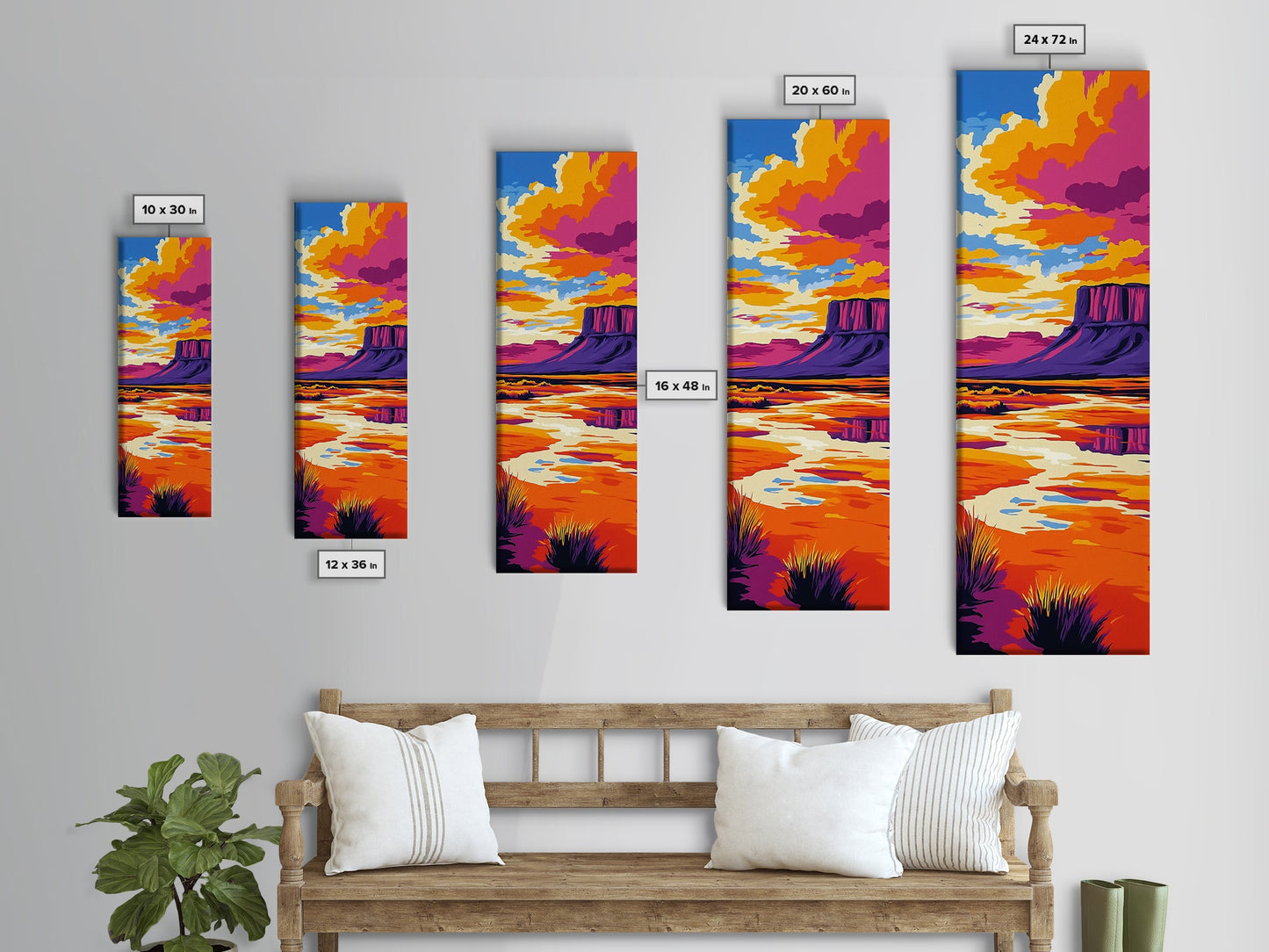 Desert, Mesa, Sunset, Reflection, Canvas Print, Nature Wall Art, Rustic Home Decor, Warm Earth Tones, Bedroom Wall Art